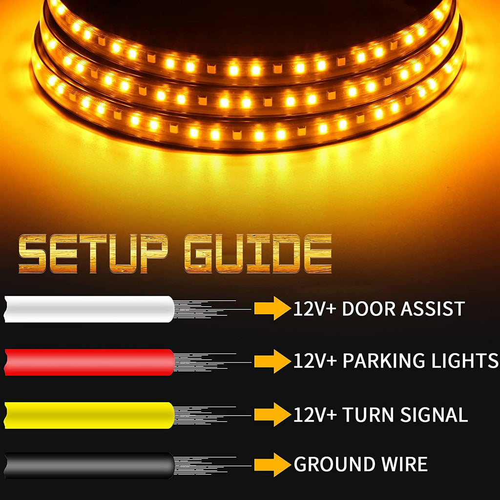 2Pcs Truck LED Running Board Lights Sequential Amber Led Side Marker Light 70 In