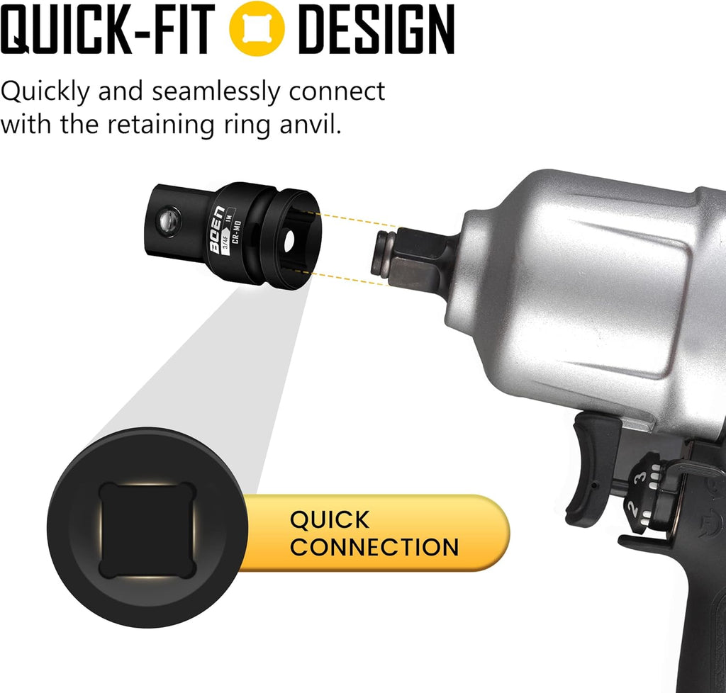 3/4"F to 1"M Impact Socket Adapter, Cr-Mo Steel,Socket Adapter Set for Impact Driver Conversions