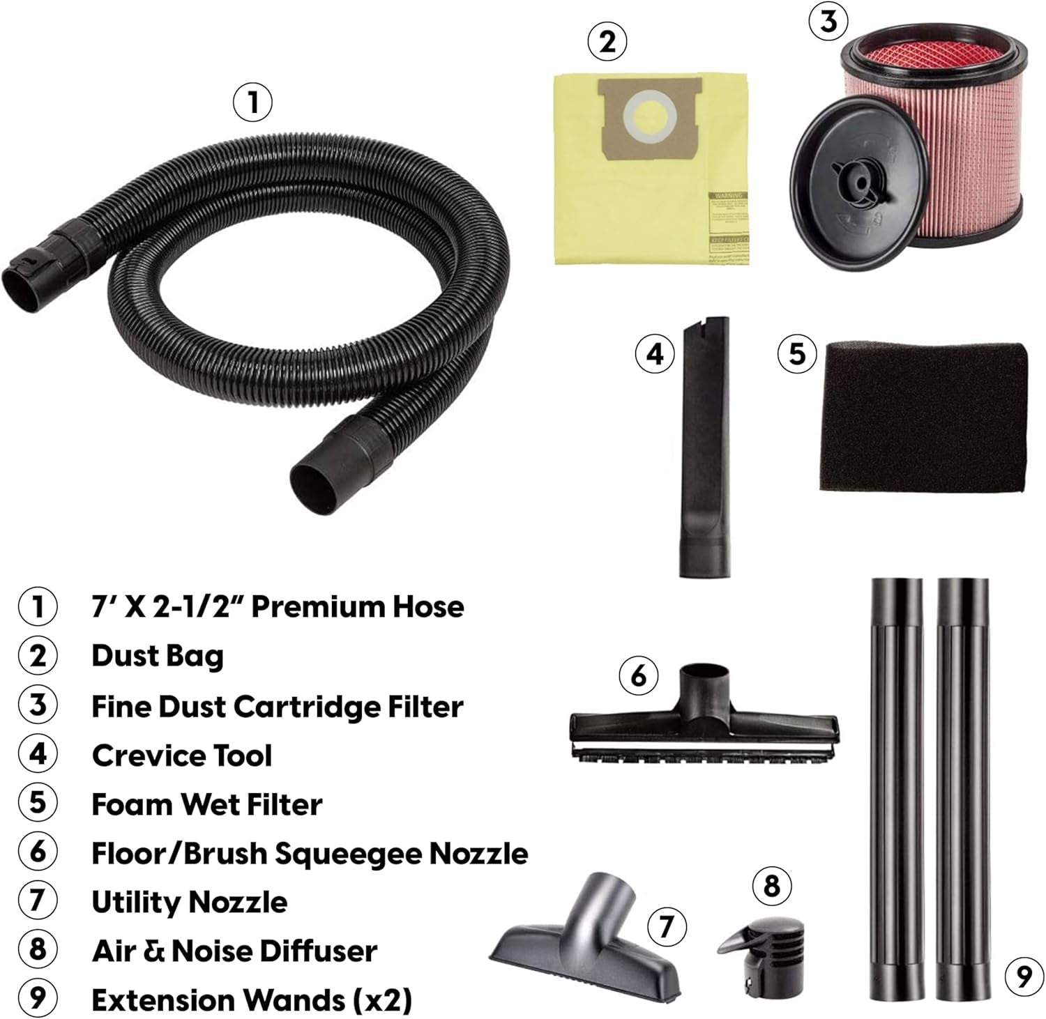 Professional - Professional Wet/Dry Vac, 12 Gallon, Beast Series, 5.5 HP 2-1/2" Hose (VJH1211PF0201) , Black