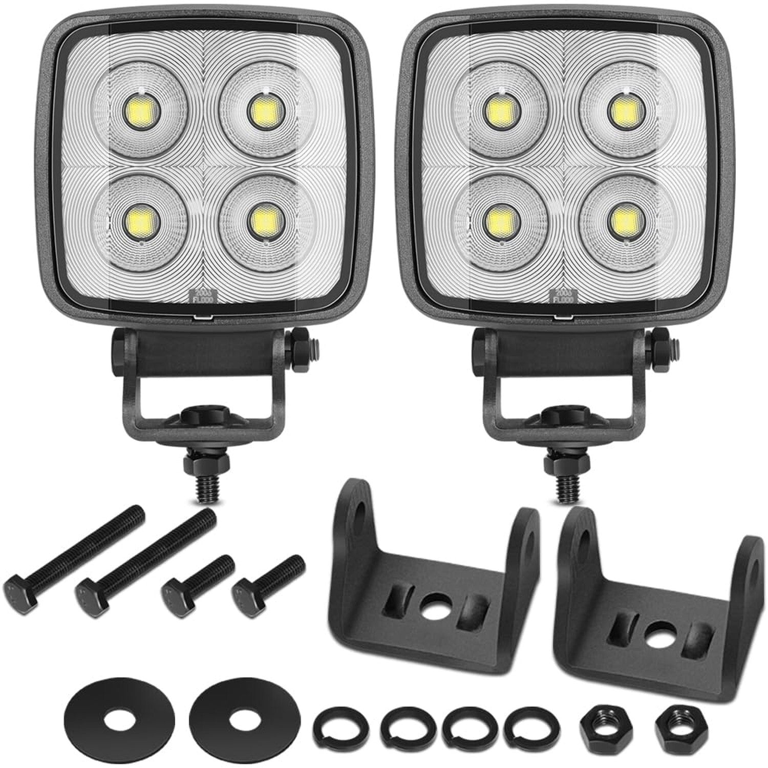 LED Work Light Pods, 4 Inch LED Pod Lights 12V 24V Square Flood Light Bar For...