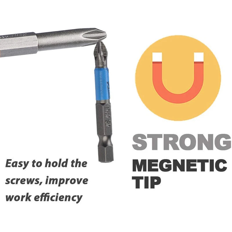 Magnetic Screwdriver Bits Set PH1 PH2 PH3 PZ1 PZ2 PZ3 Anti-Slip 1/4 Hex Shank Fit Hand Electric Drill Driver Tool Part Accessory
