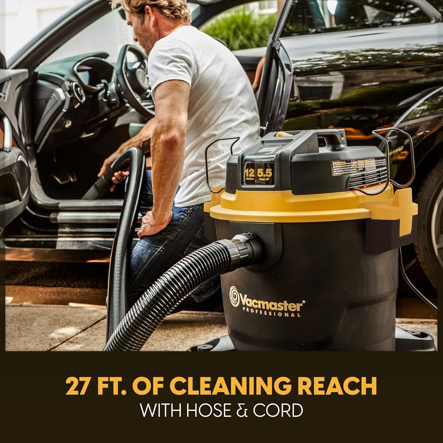 Professional - Professional Wet/Dry Vac, 12 Gallon, Beast Series, 5.5 HP 2-1/2" Hose (VJH1211PF0201) , Black