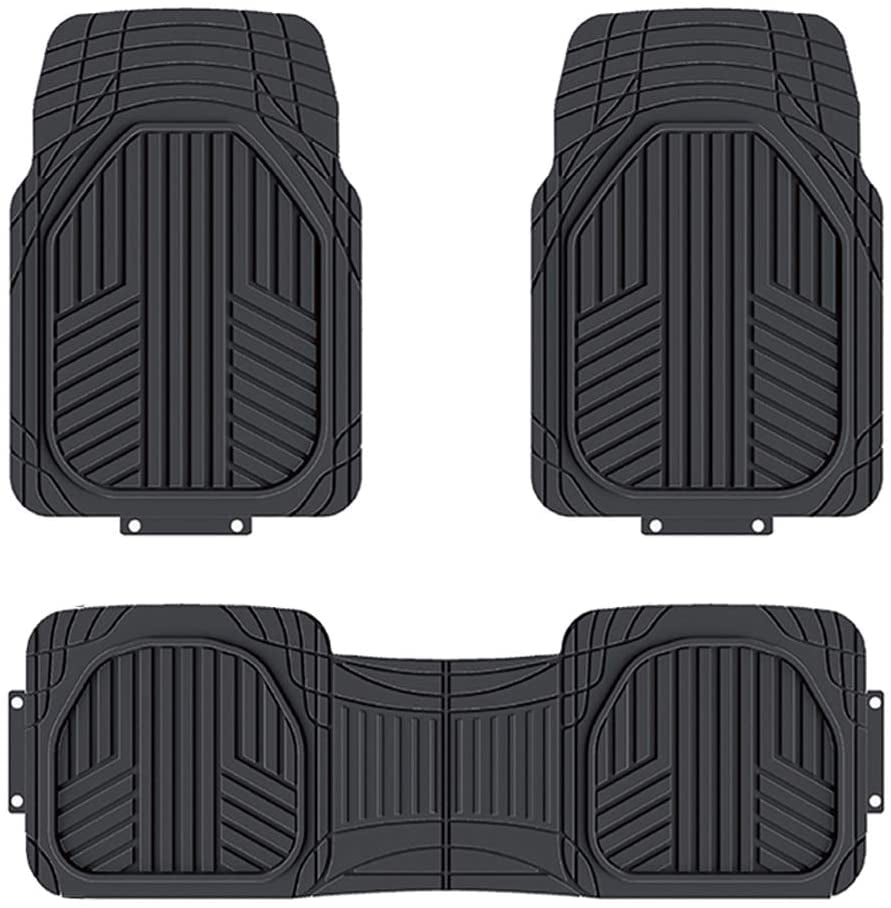 4-Piece All-Weather Protection Heavy Duty Rubber Floor Mats Set with Cargo Liner