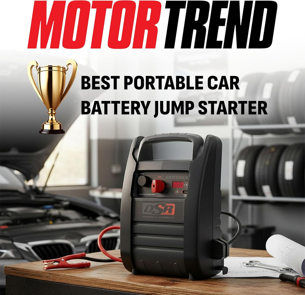DSR Proseries Car Battery Jump Starter - 2200 Peak Amp 12V Car Starter, Jump Box & Portable Power Station - Digital Display, Heavy-Duty Clamps - DSR165