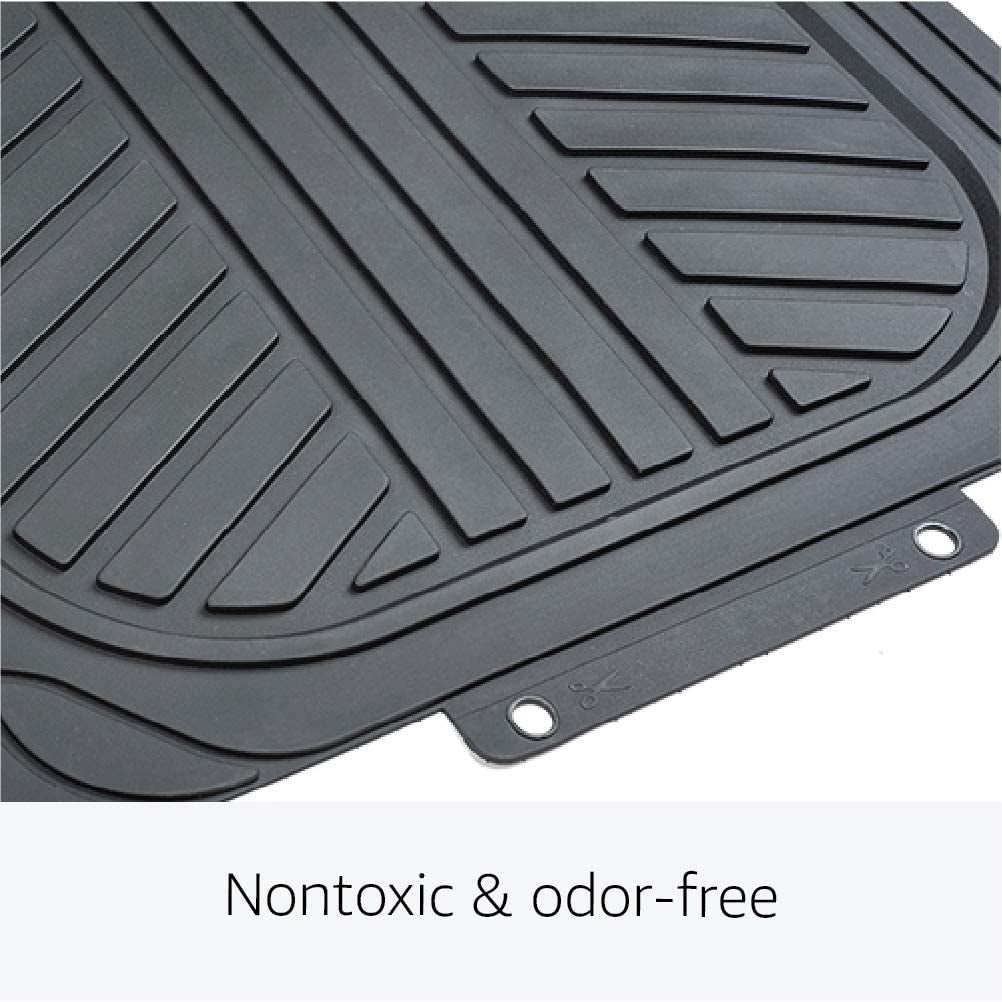 4-Piece All-Weather Protection Heavy Duty Rubber Floor Mats Set with Cargo Liner