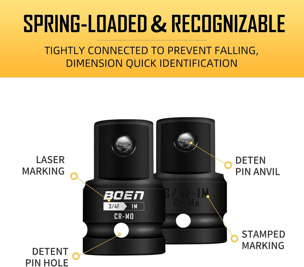 3/4"F to 1"M Impact Socket Adapter, Cr-Mo Steel,Socket Adapter Set for Impact Driver Conversions