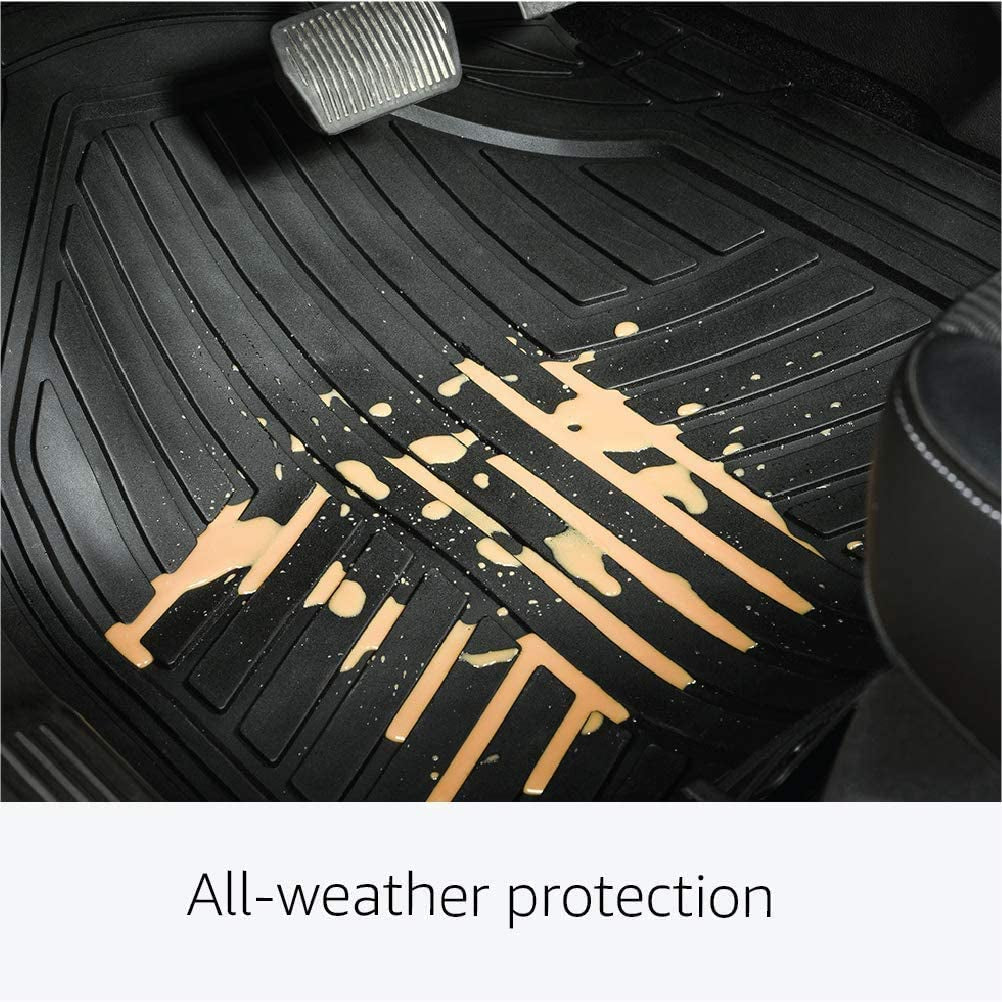 4-Piece All-Weather Protection Heavy Duty Rubber Floor Mats Set with Cargo Liner
