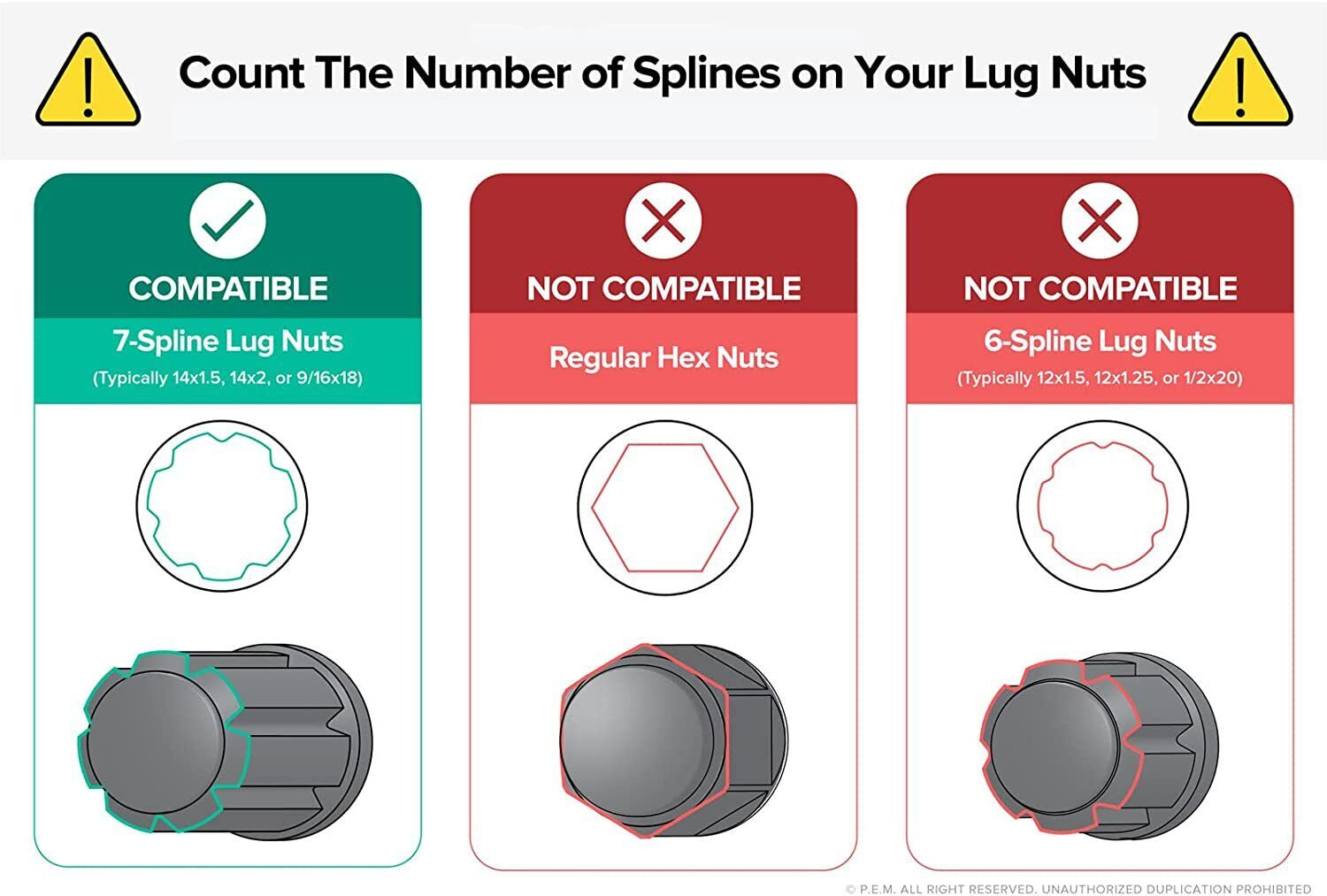 Reemplazo De Llave De Dado De Tuerca De Rueda De 7 Estrias De 2 Piezas