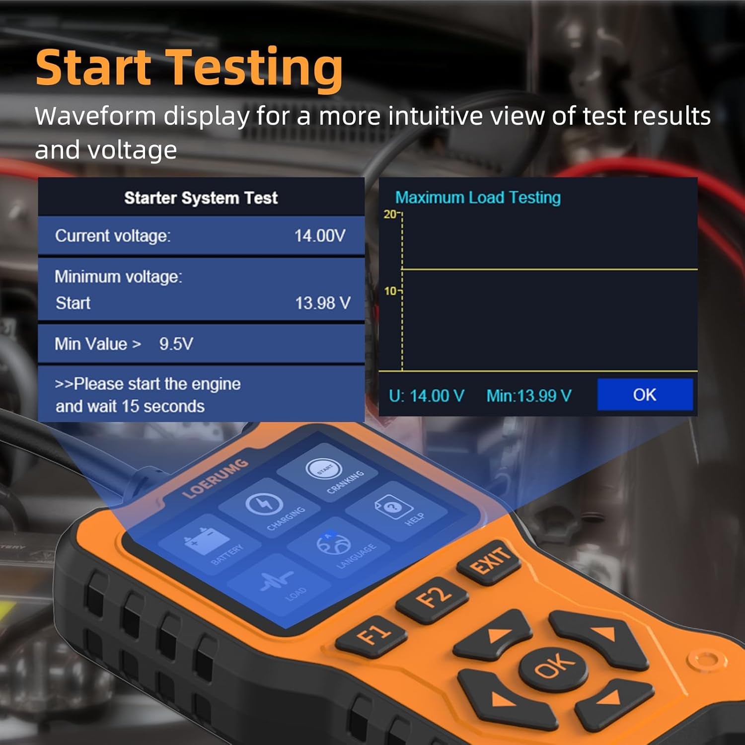 Car Battery Tester 12V 24V Load Tester,100-2000Cca Automotive Alternator Tester Battery Analyzer Digital Charg System Scan Tool Crank System Tester for Truck Marine Motorcycle SUV Boat.
