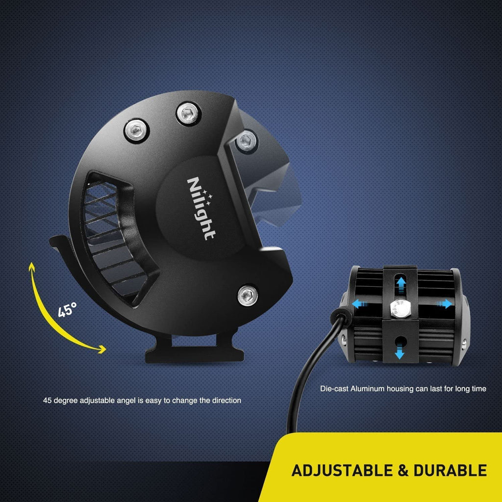 2Pcs 4Inch Yellow Led Pods Triple Row 60W Flood Spot Combo Driving Fog Lights with 16AWG Switch Wiring Harness Kit-2 Leads for Offroad Pickup Trucks ATV UTV SUV