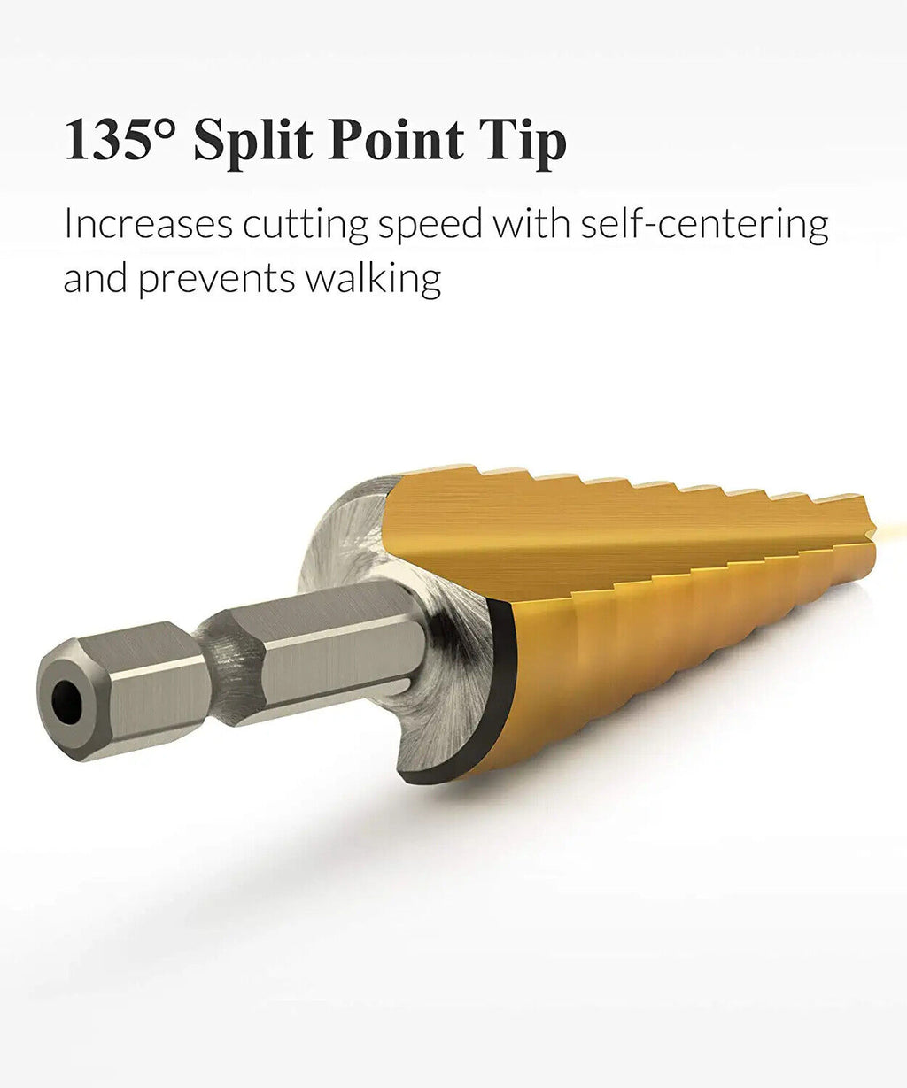 Brocas Escalonadas De Titanio Para Metal Madera Plastico Set De 3 Kit High Speed