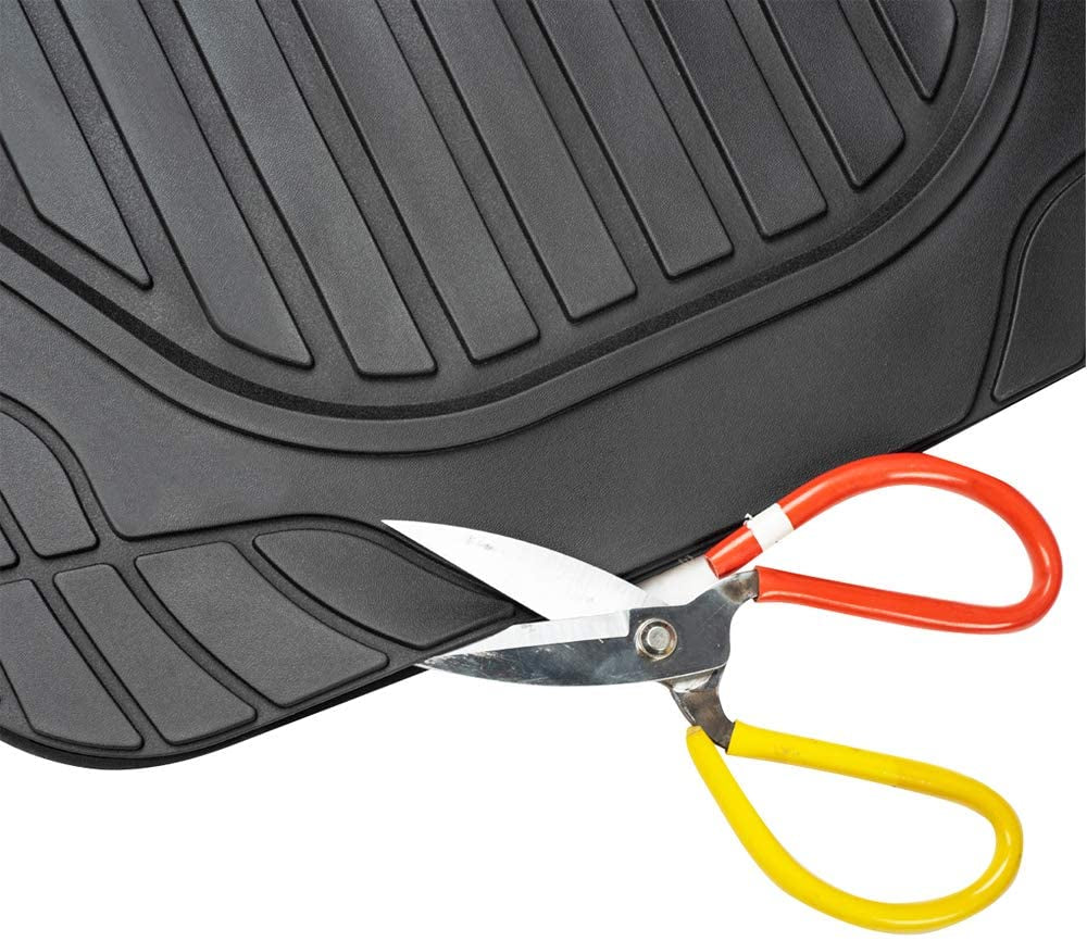 4-Piece All-Weather Protection Heavy Duty Rubber Floor Mats Set with Cargo Liner