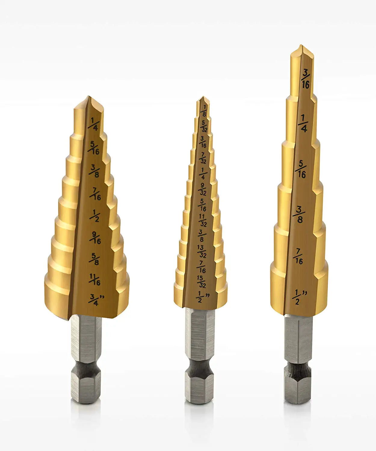 Brocas Escalonadas De Titanio Para Metal Madera Plastico Set De 3 Kit High Speed