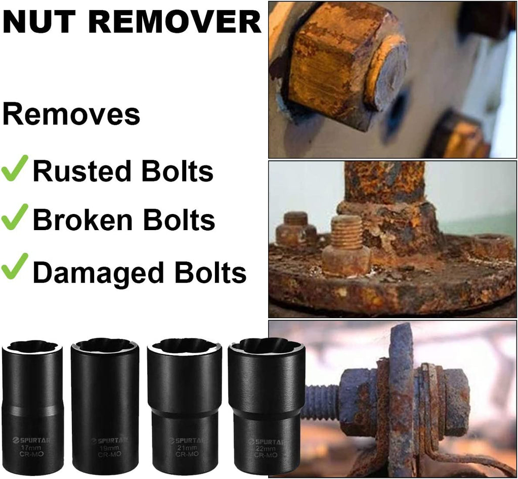 Extractor Estractor De Tuercas Pernos Tornillos Dañados Rotos Quitar Sacar 5Pc