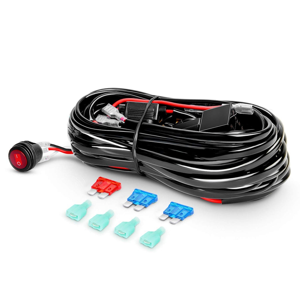 Nilight ZH303 2PCS 6.5 Inch 120W Spot & Flood Combo Driving 16AWG Wiring Harn...
