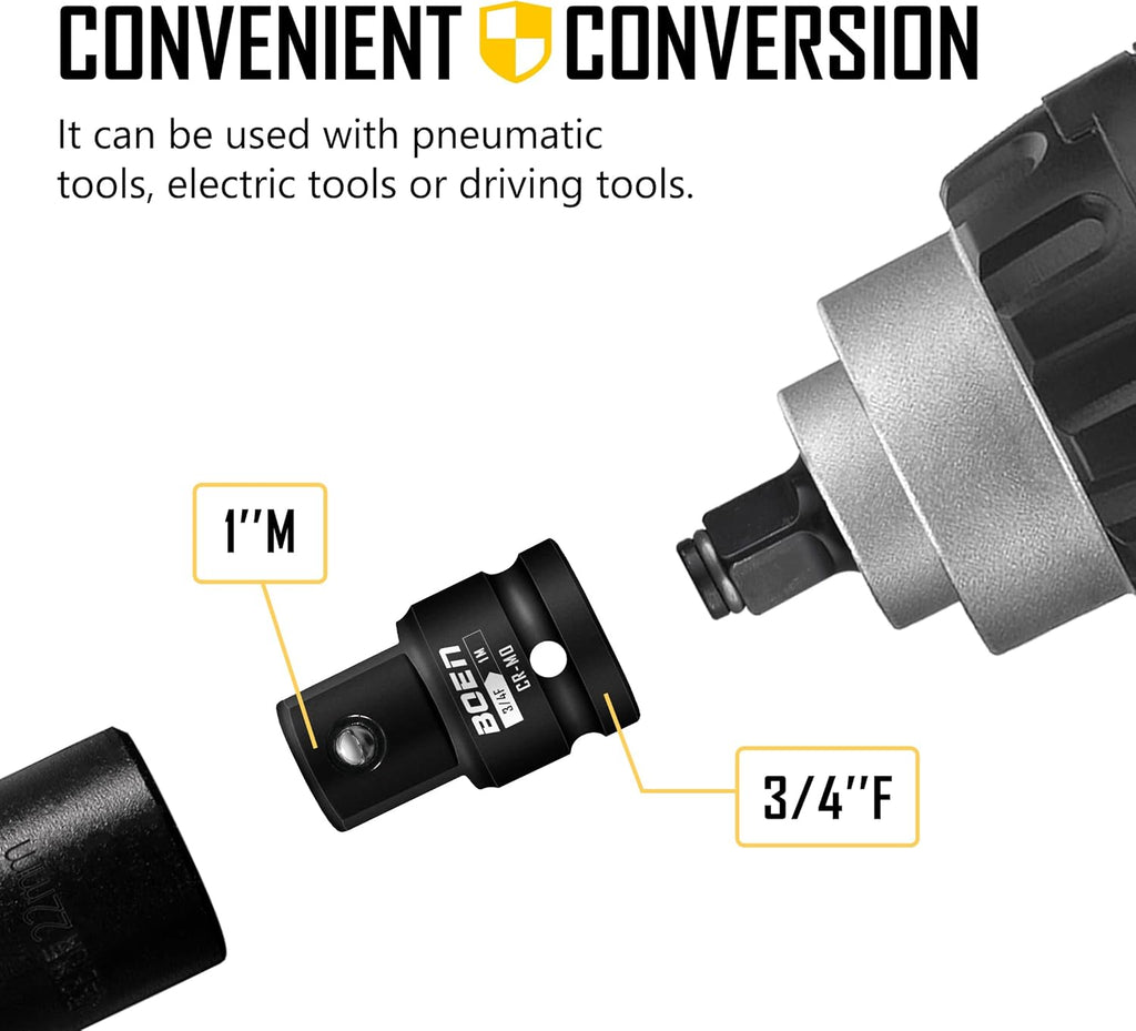 3/4"F to 1"M Impact Socket Adapter, Cr-Mo Steel,Socket Adapter Set for Impact Driver Conversions