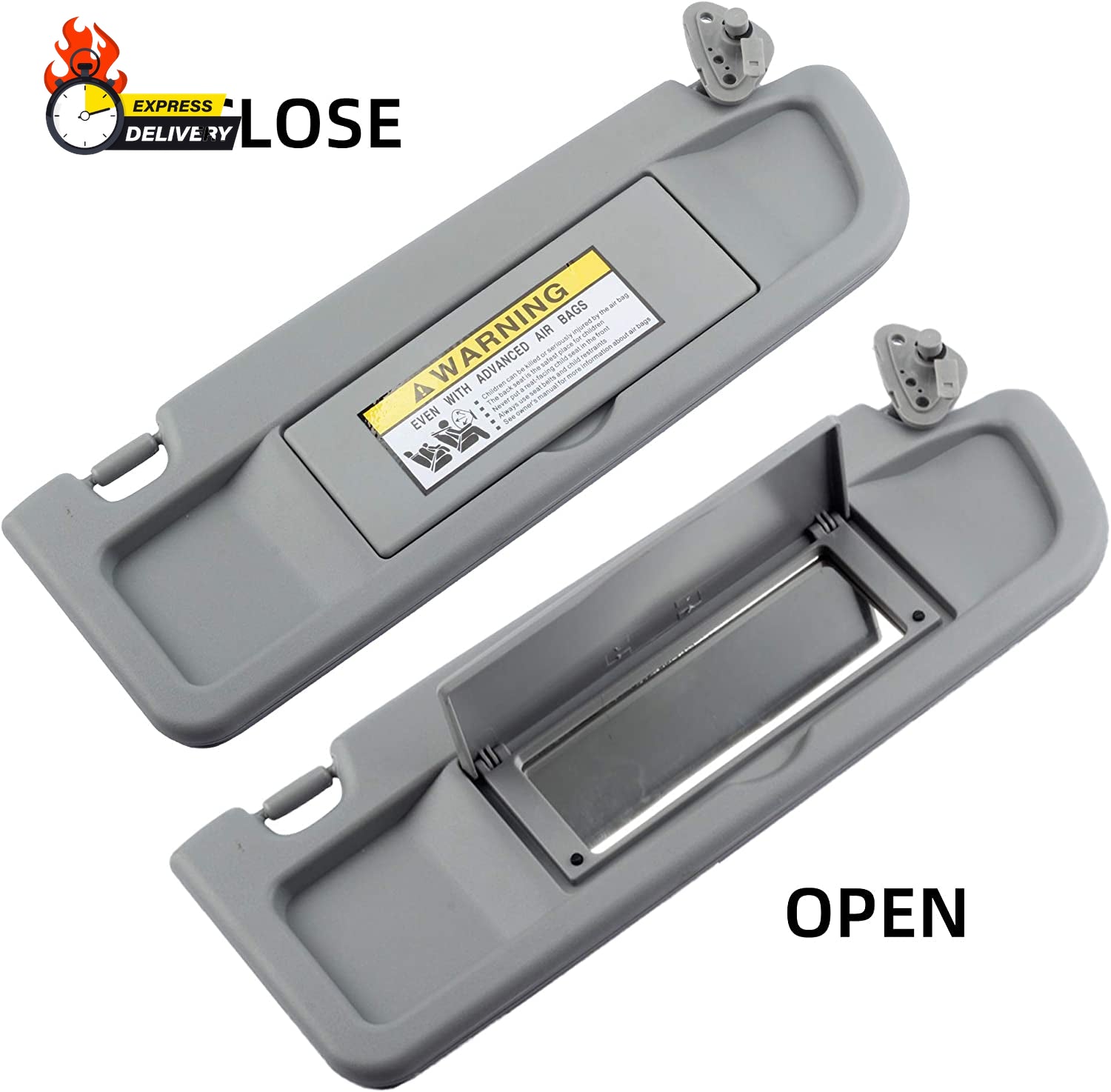 Clear Gray Pair Sun Visor Compatible with Honda Civic 2006-2011 Replaces# 83280-