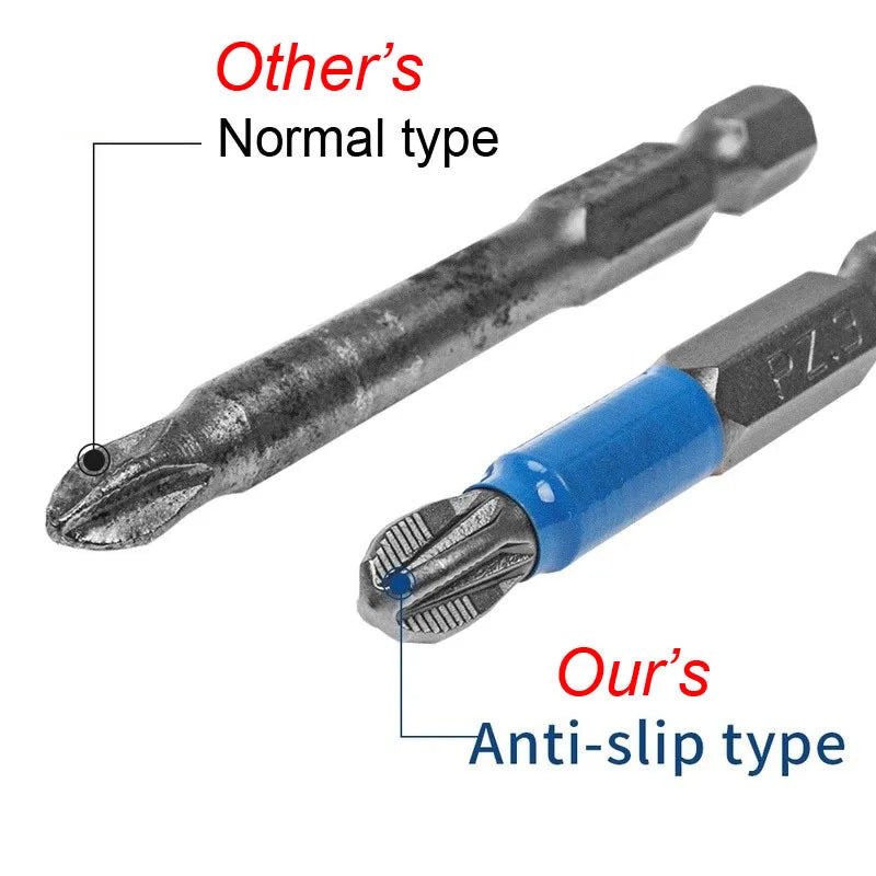 Magnetic Screwdriver Bits Set PH1 PH2 PH3 PZ1 PZ2 PZ3 Anti-Slip 1/4 Hex Shank Fit Hand Electric Drill Driver Tool Part Accessory